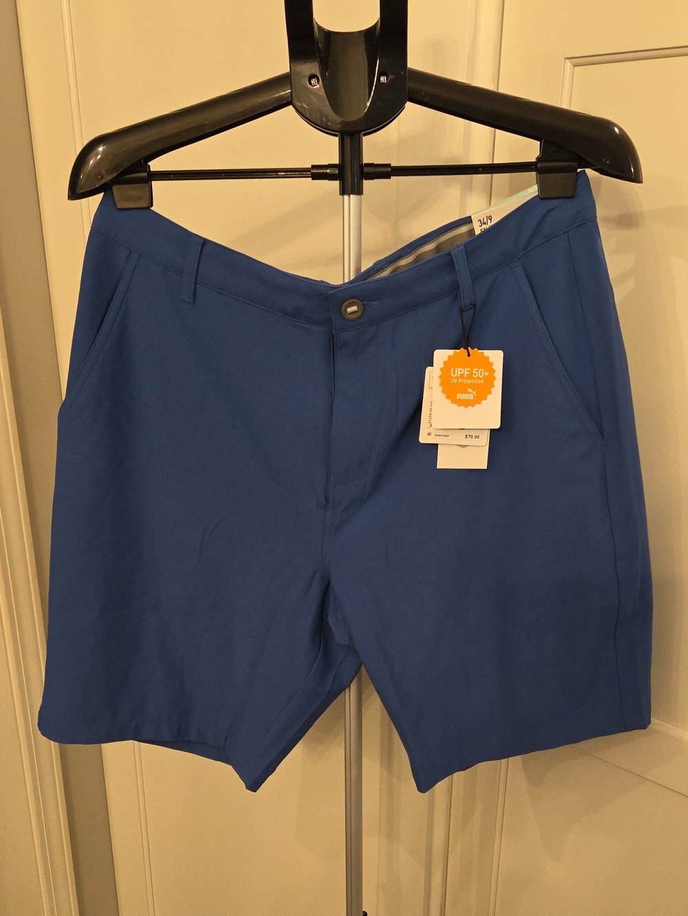 Puma Men's Royal Blue Flat Front Performance Shorts Suze 34 Waist. Inseam 9 Inch